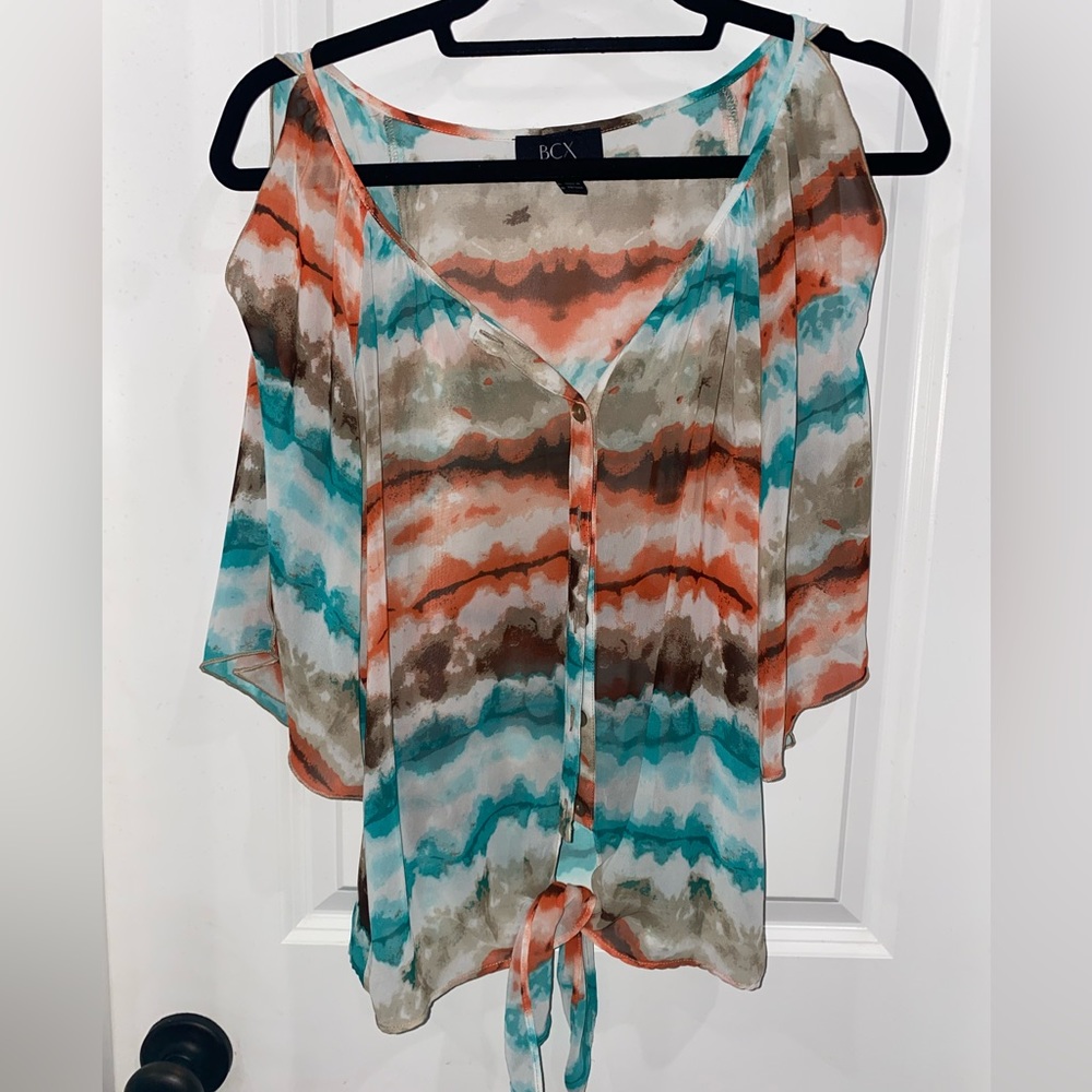 Cold should button down blouse